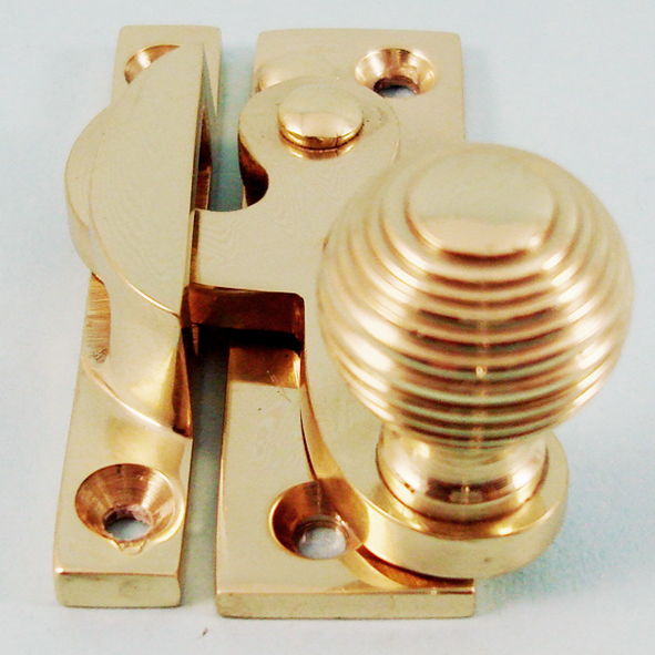 THD113/PB • Non-Locking • Polished Brass • Clo Reeded Knob Sash Fastener